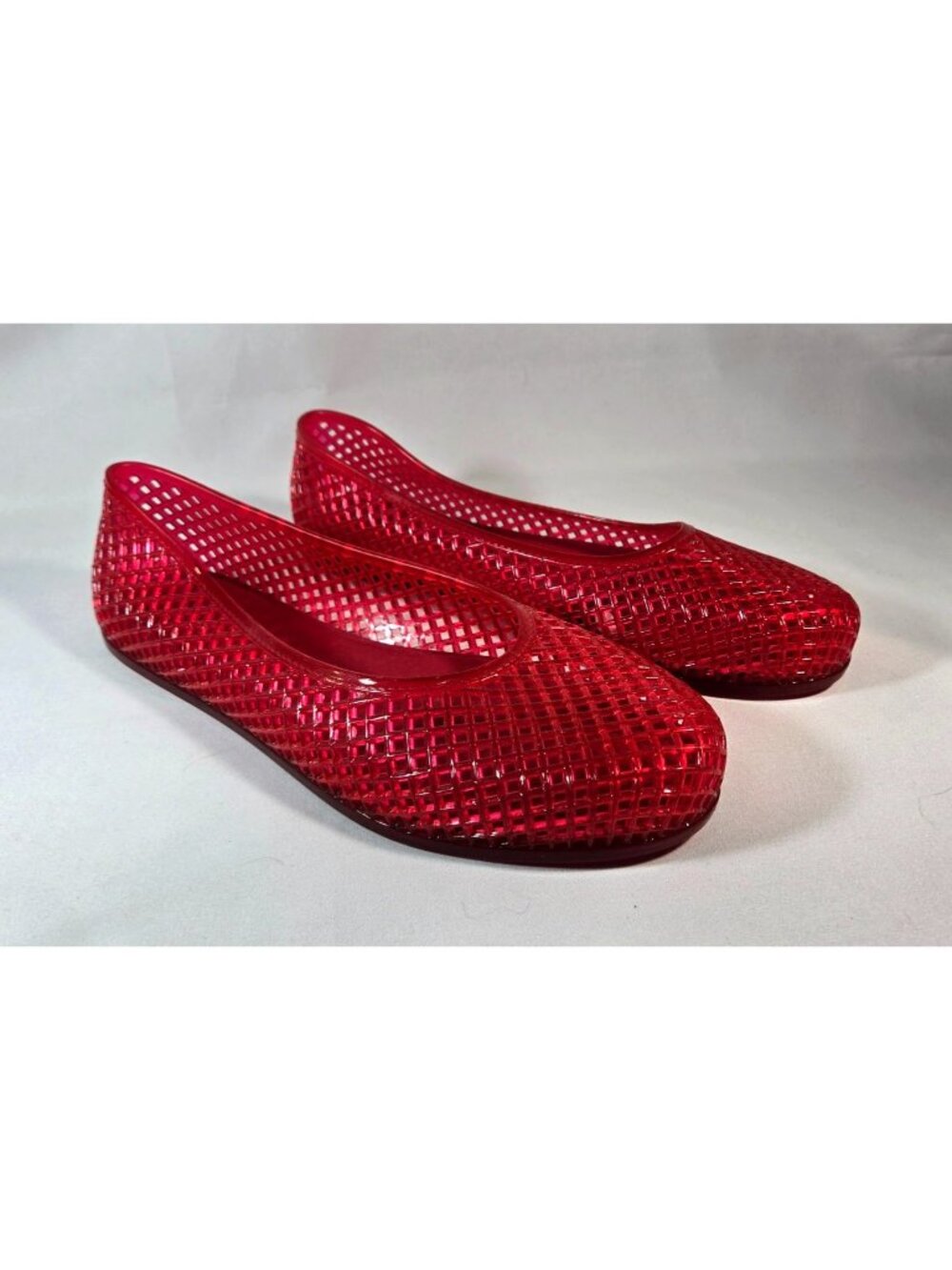 Glossy Red Jelly Flats 10 Wild Fable Isabella Slip-On Ballet Flat Retro Woven